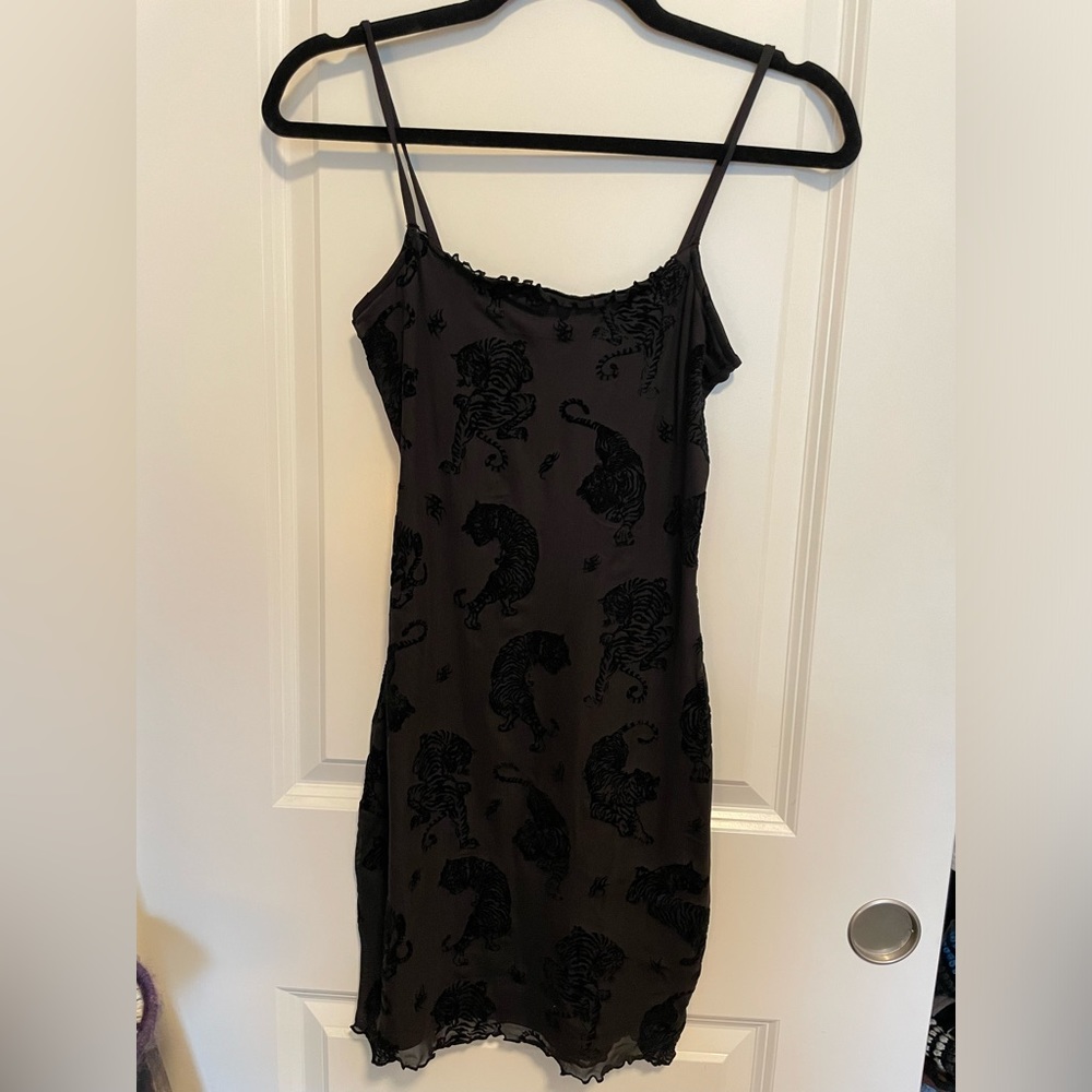 Black mesh mini dress